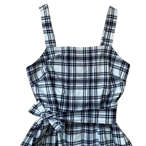 Ann Taylor Plaid Tie Waist Flare Midi Dress - Picture 3 of 7